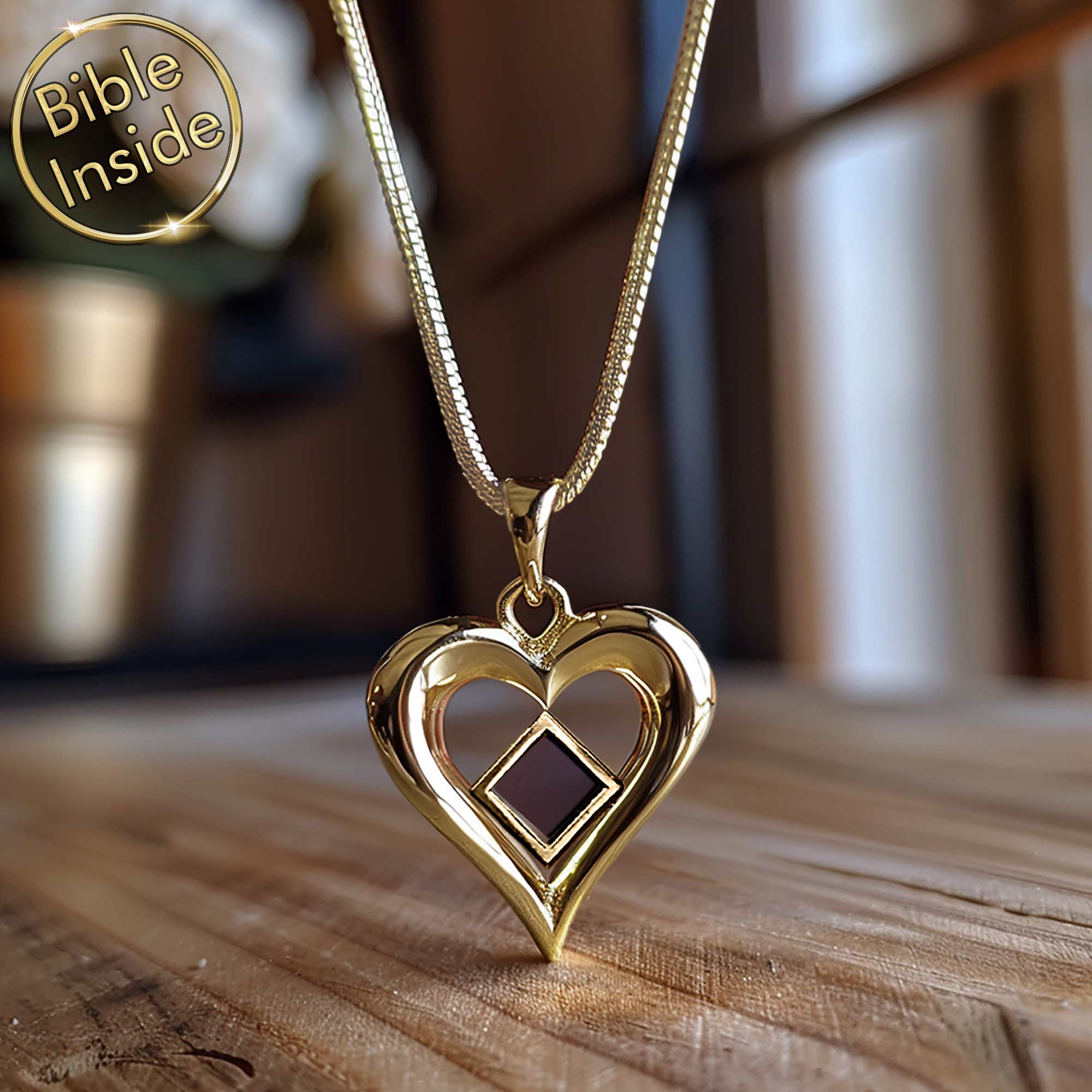 Christmas Gifts for Christians - Heart Shape Pendant With Nano Bible Inside by My Nano Jewelry